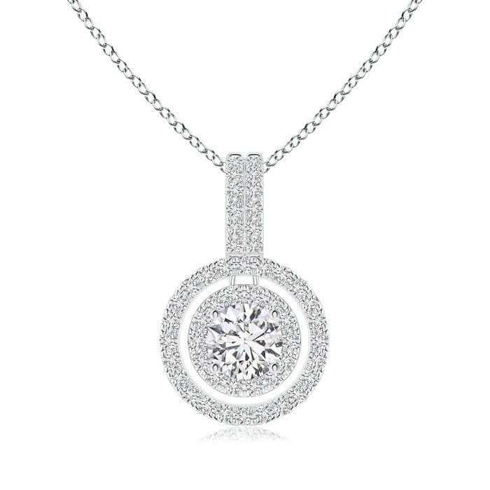 4mm HSI2 Diamond Circle Pendant with Double Halo in White Gold 