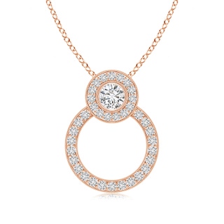 3mm HSI2 Diamond Double Circle Pendant with Halo in Rose Gold