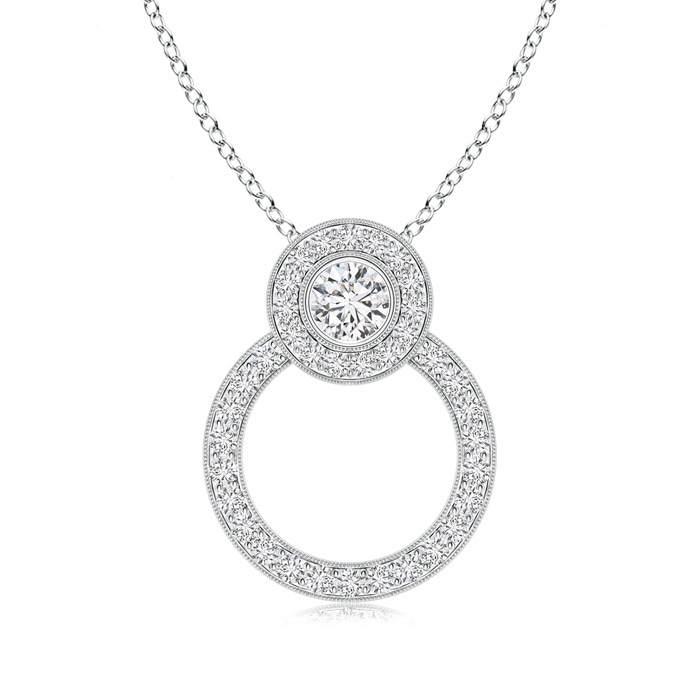 3mm HSI2 Diamond Double Circle Pendant with Halo in White Gold