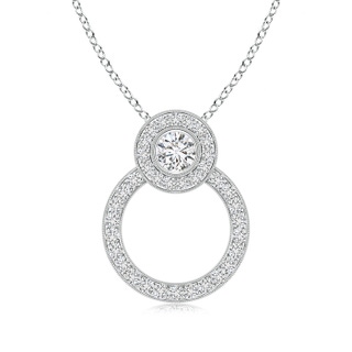 3mm HSI2 Diamond Double Circle Pendant with Halo in White Gold