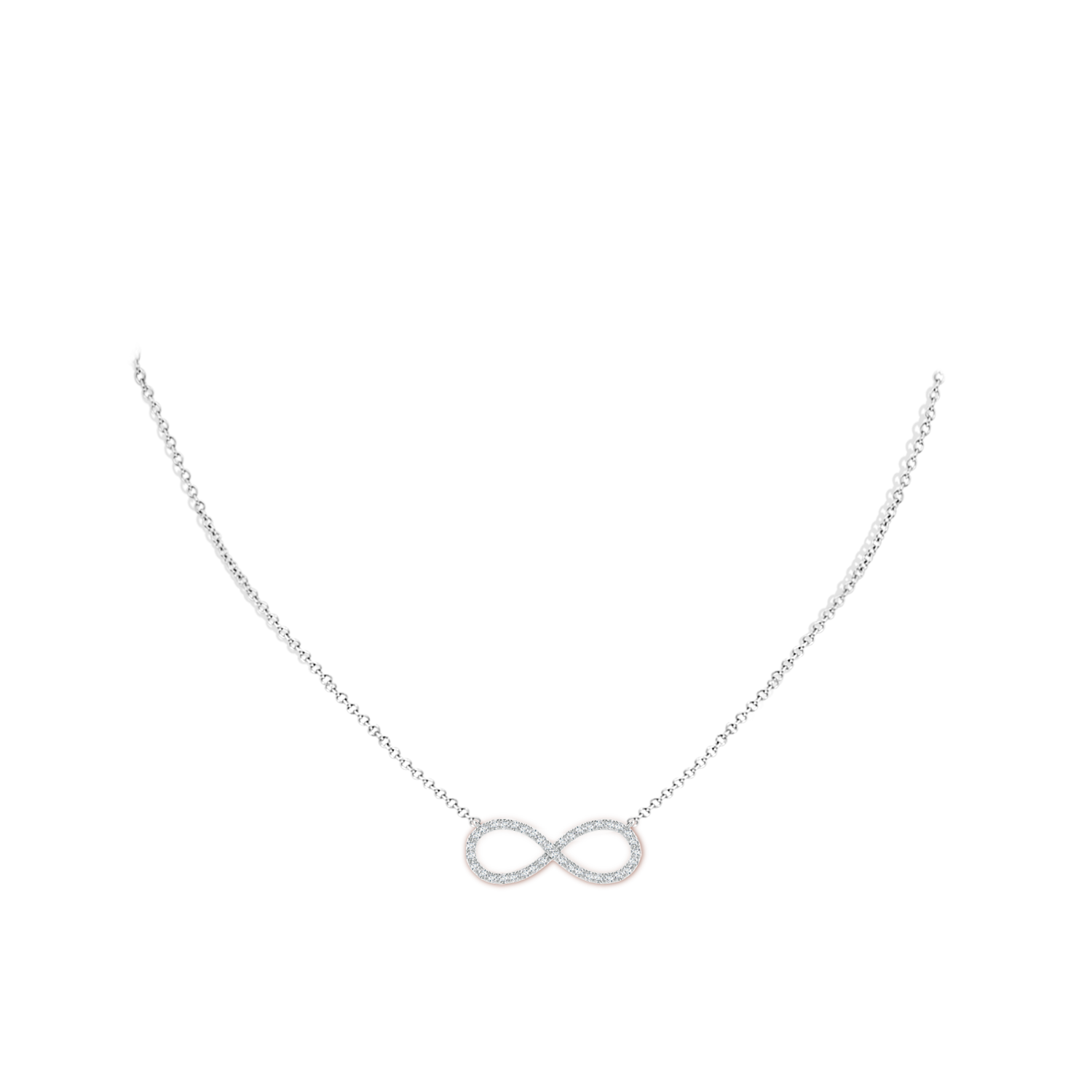 1.2mm GVS2 Diamond Infinity Pendant Necklace in White Gold - body_neck