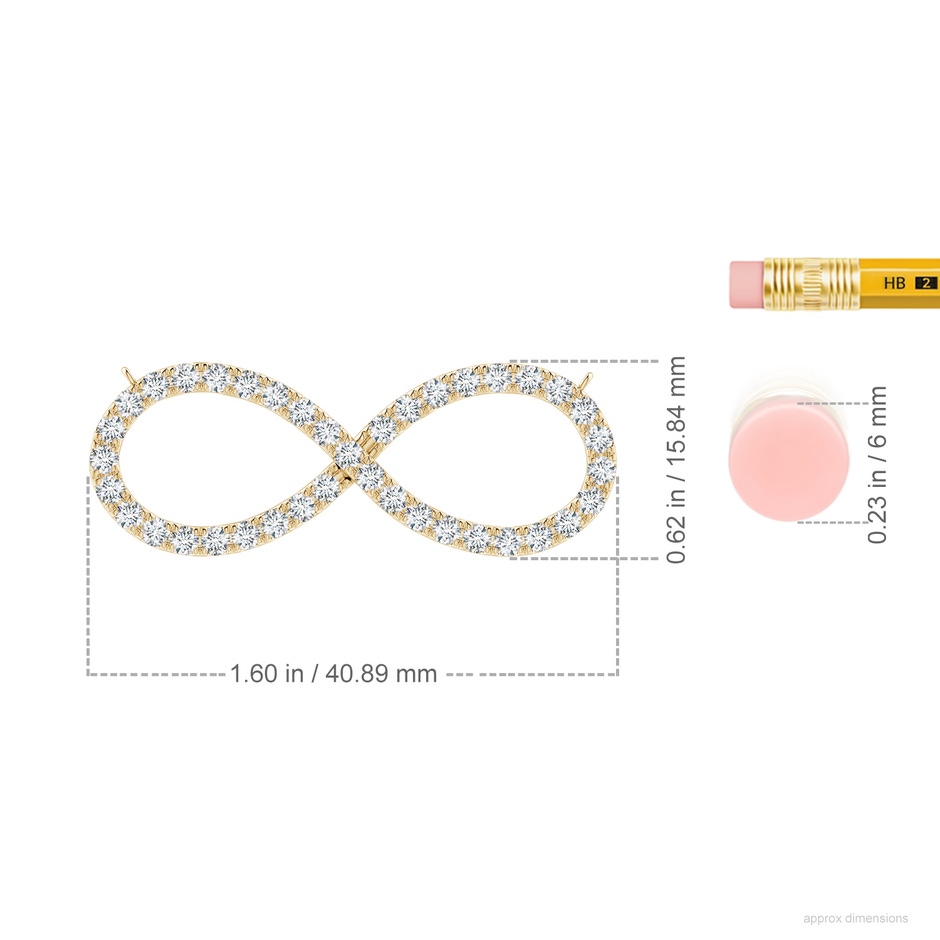 2.1mm GVS2 Diamond Infinity Pendant Necklace in Yellow Gold ruler