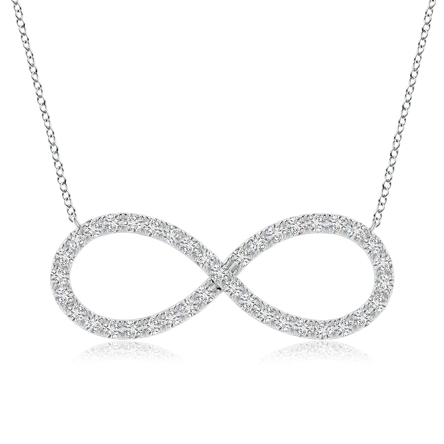 2.1mm HSI2 Diamond Infinity Pendant Necklace in 18CT White Gold