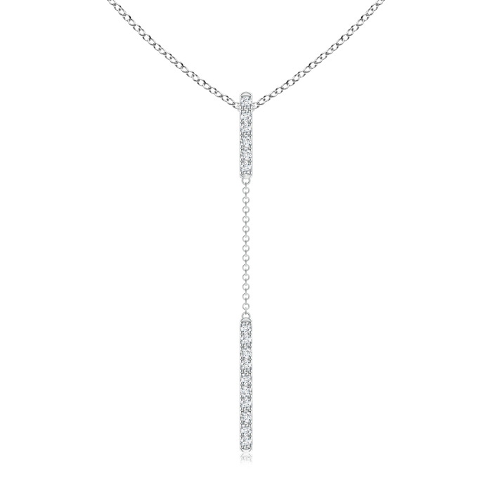 1mm GVS2 Diamond Studded Vertical Bar Y Necklace in White Gold