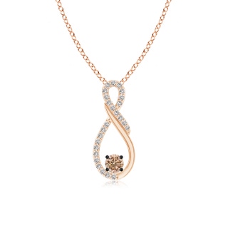 3.4mm AA Solitaire Coffee and White Diamond Infinity Pendant in Rose Gold