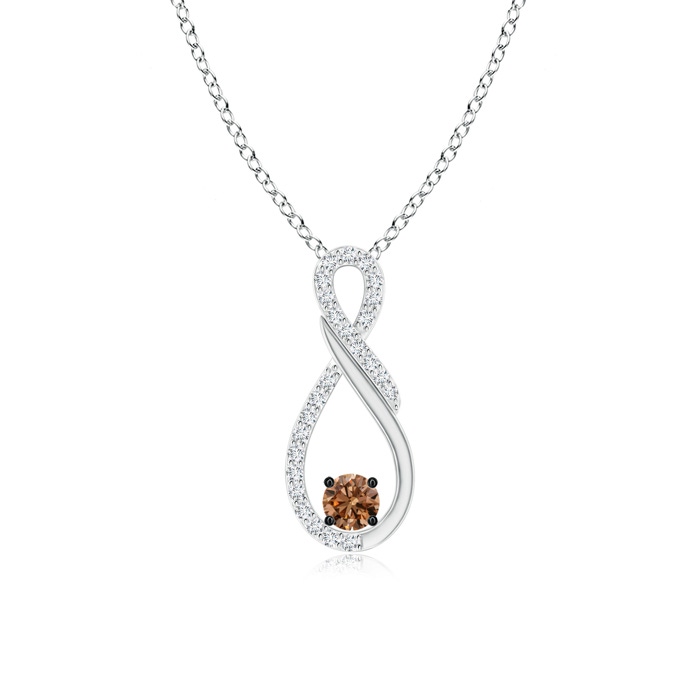 3.4mm AAAA Solitaire Coffee and White Diamond Infinity Pendant in P950 Platinum