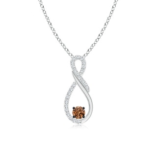 3.4mm AAAA Solitaire Coffee and White Diamond Infinity Pendant in P950 Platinum