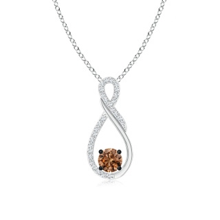 4.6mm AAAA Solitaire Coffee and White Diamond Infinity Pendant in P950 Platinum