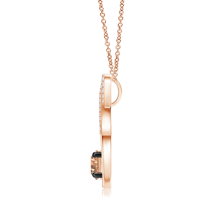 6mm AAA Solitaire Coffee and White Diamond Infinity Pendant in Rose Gold Product Image