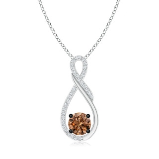 6mm AAAA Solitaire Coffee and White Diamond Infinity Pendant in P950 Platinum