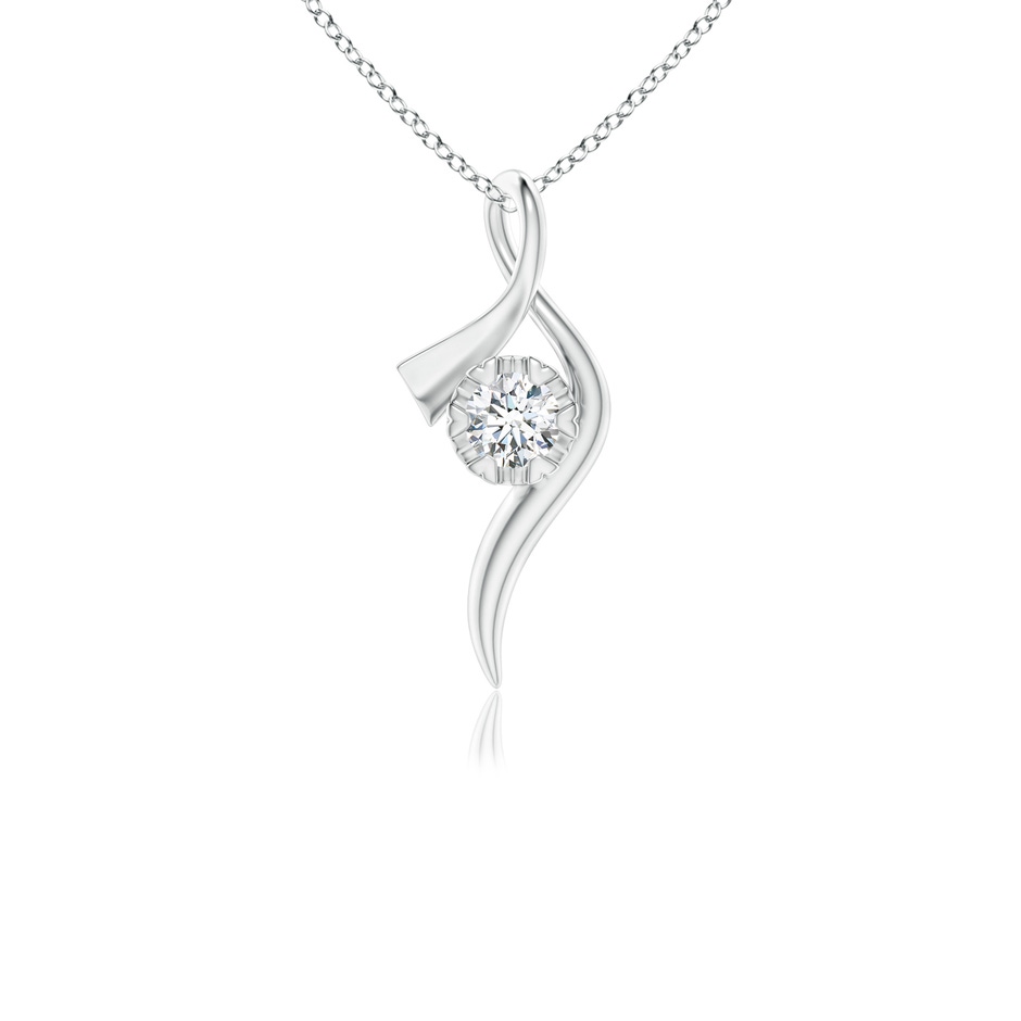 4.1mm GVS2 Solitaire Diamond Ribbon Pendant in White Gold 