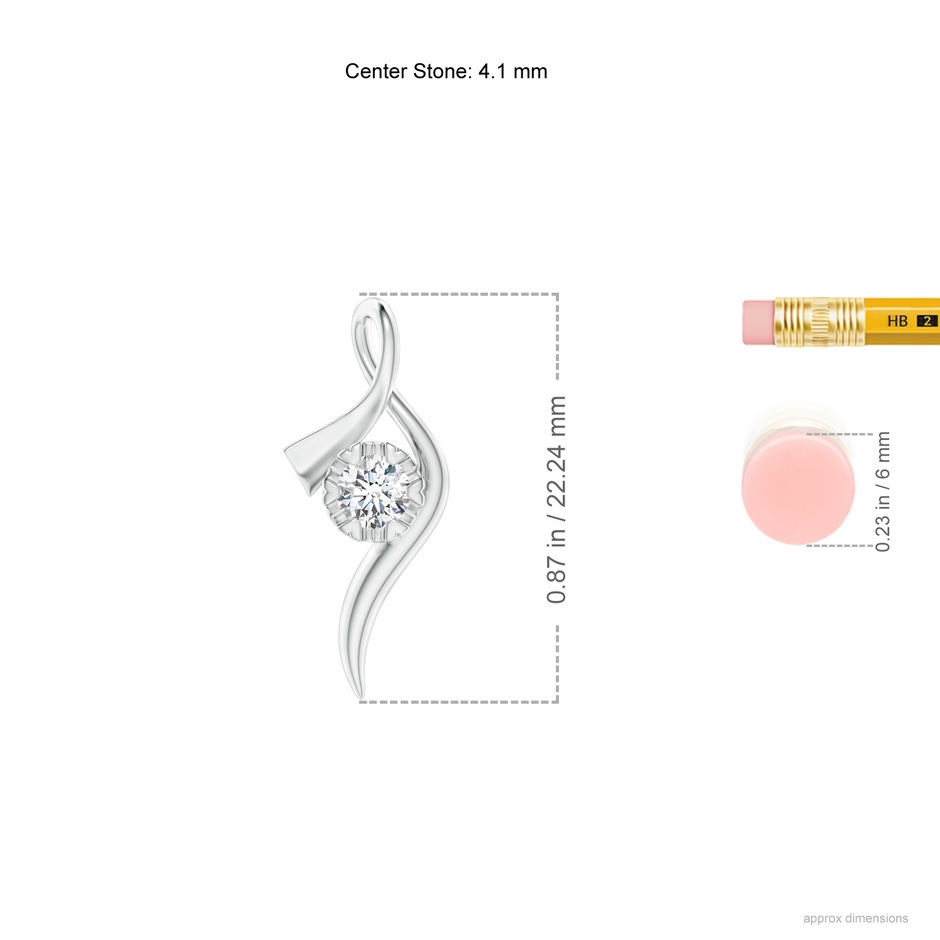 4.1mm GVS2 Solitaire Diamond Ribbon Pendant in White Gold ruler