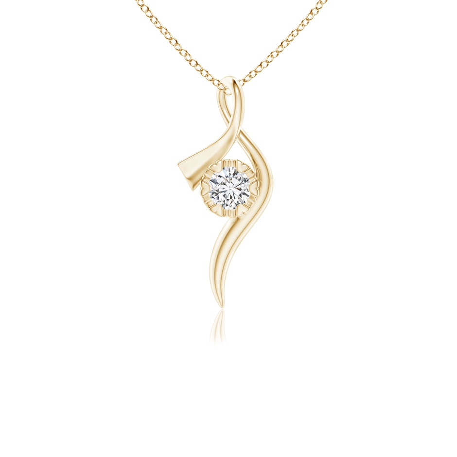 4.1mm HSI2 Solitaire Diamond Ribbon Pendant in Yellow Gold 