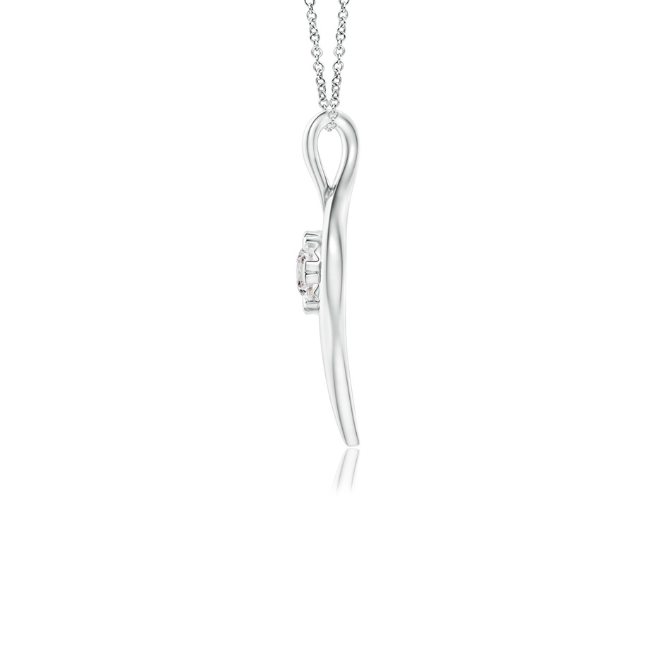 4.1mm IJI1I2 Solitaire Diamond Ribbon Pendant in White Gold side-1