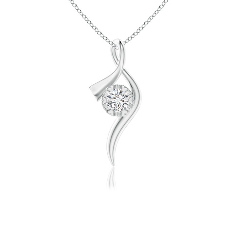 4.4mm HSI2 Solitaire Diamond Ribbon Pendant in White Gold