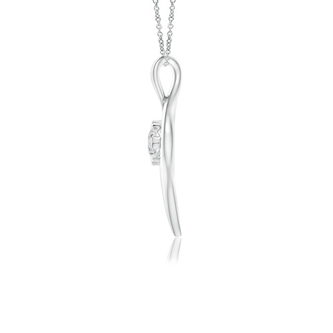 4.4mm HSI2 Solitaire Diamond Ribbon Pendant in White Gold