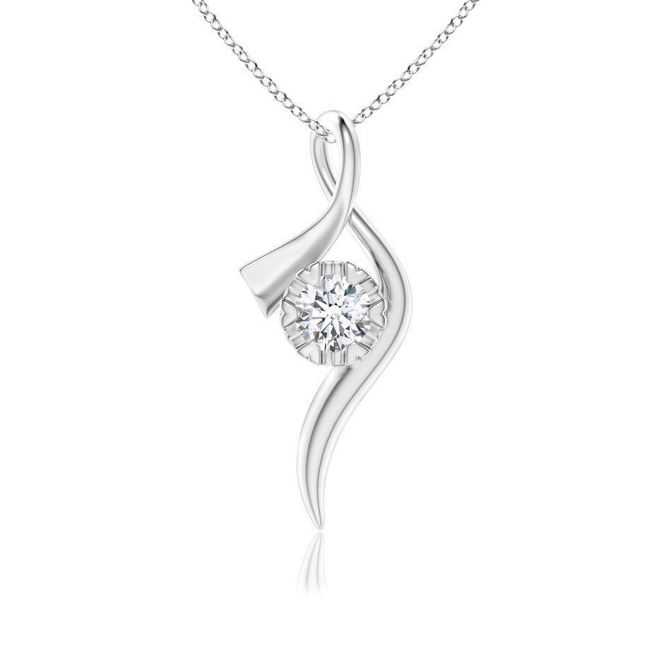 5.1mm GVS2 Solitaire Diamond Ribbon Pendant in White Gold 