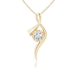 5.1mm GVS2 Solitaire Diamond Ribbon Pendant in Yellow Gold