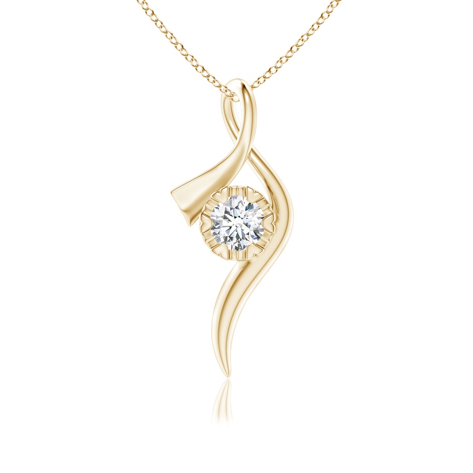 5.1mm GVS2 Solitaire Diamond Ribbon Pendant in Yellow Gold 