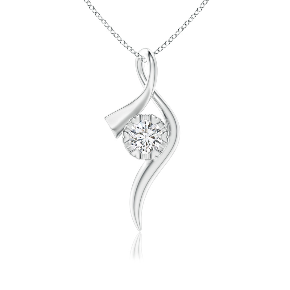 5.1mm HSI2 Solitaire Diamond Ribbon Pendant in White Gold 