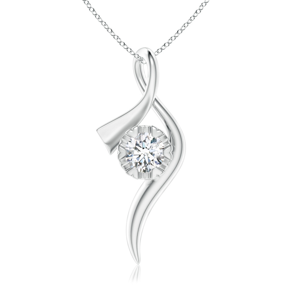 6.1mm GVS2 Solitaire Diamond Ribbon Pendant in P950 Platinum 