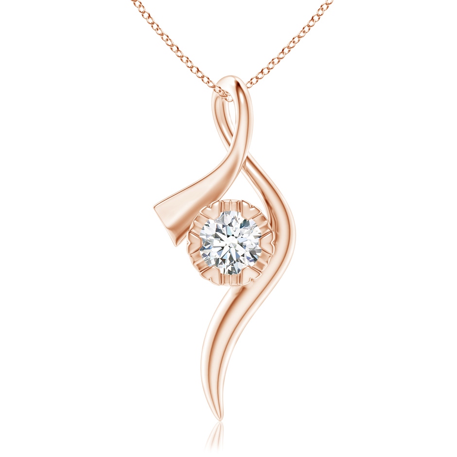 6.1mm GVS2 Solitaire Diamond Ribbon Pendant in Rose Gold 