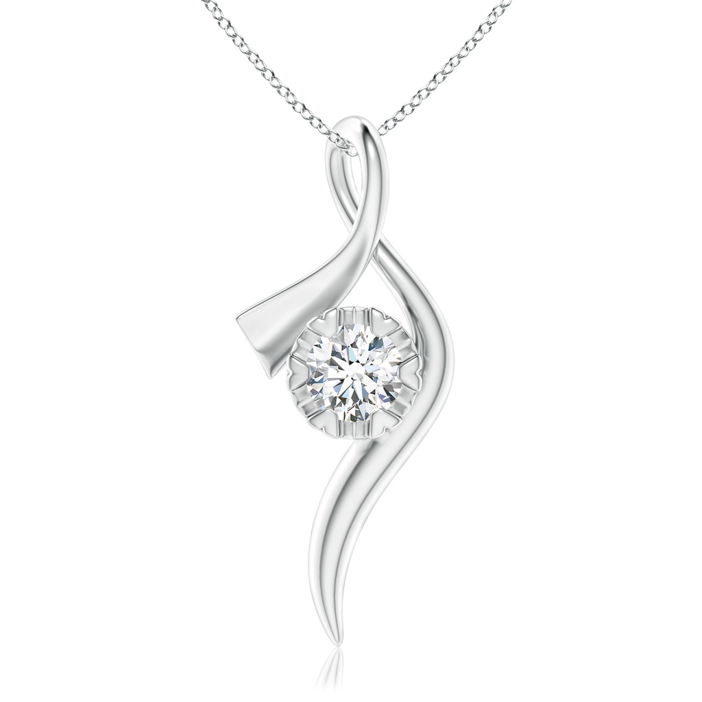 6.1mm GVS2 Solitaire Diamond Ribbon Pendant in White Gold