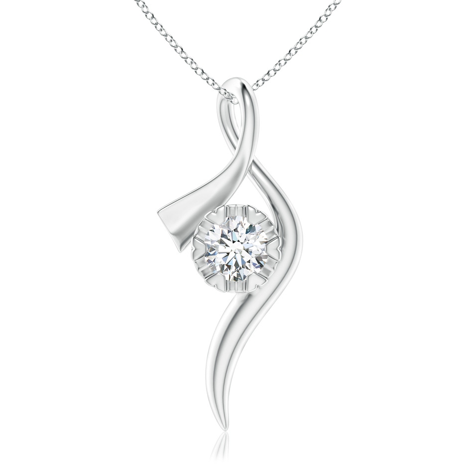 6.1mm GVS2 Solitaire Diamond Ribbon Pendant in White Gold 