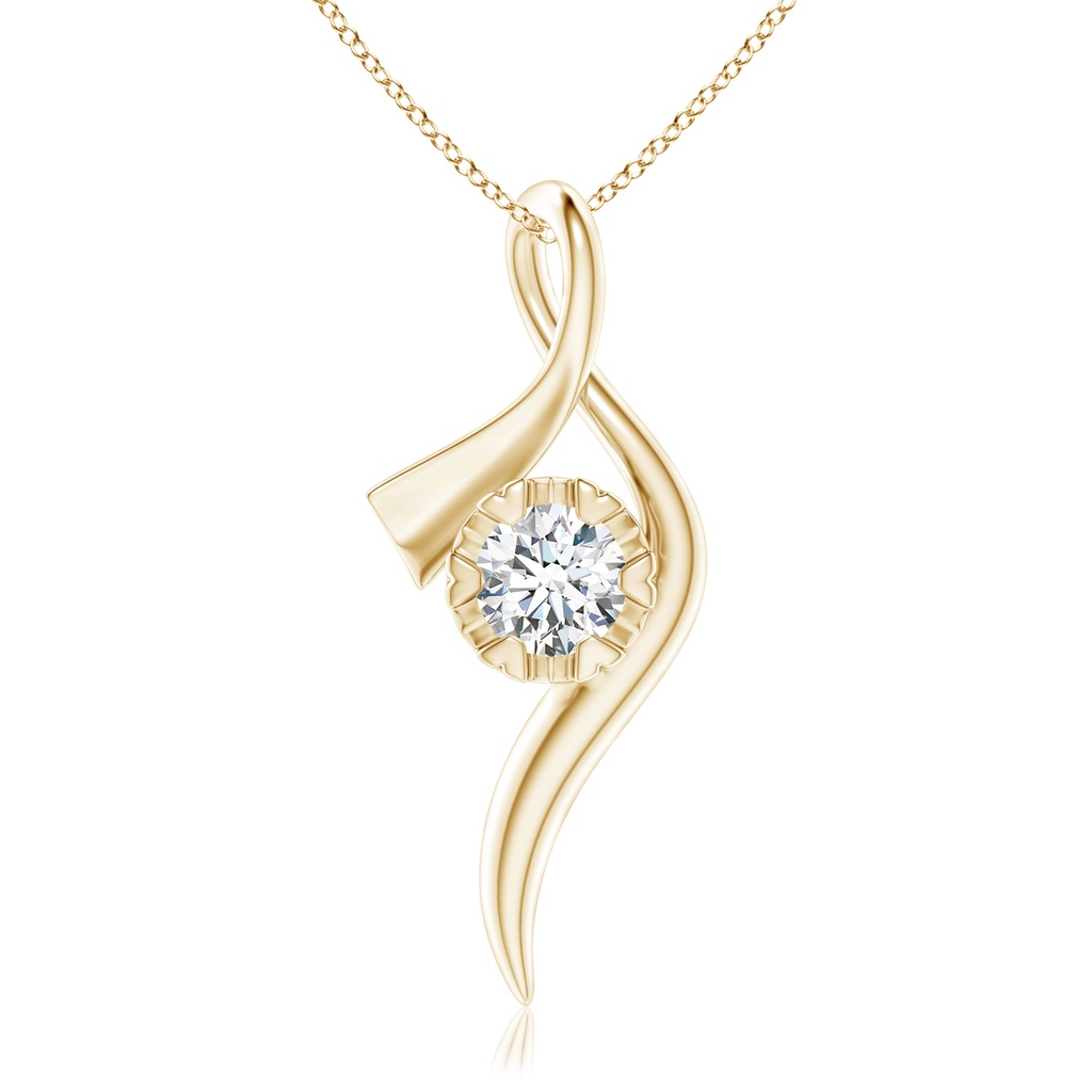 6.1mm GVS2 Solitaire Diamond Ribbon Pendant in Yellow Gold