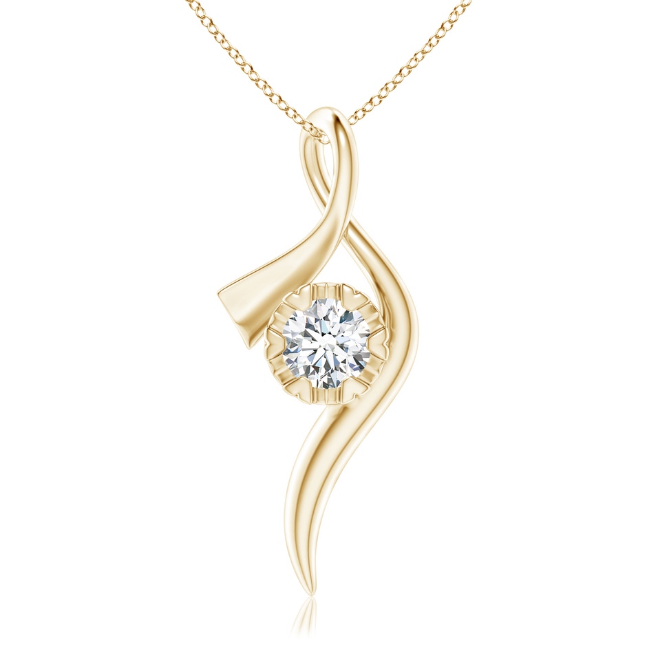 6.1mm GVS2 Solitaire Diamond Ribbon Pendant in Yellow Gold 