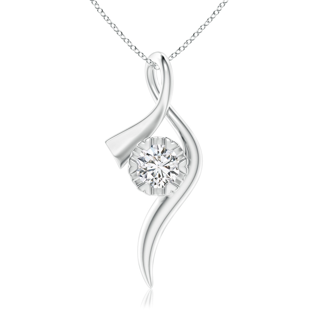 6.1mm HSI2 Solitaire Diamond Ribbon Pendant in White Gold