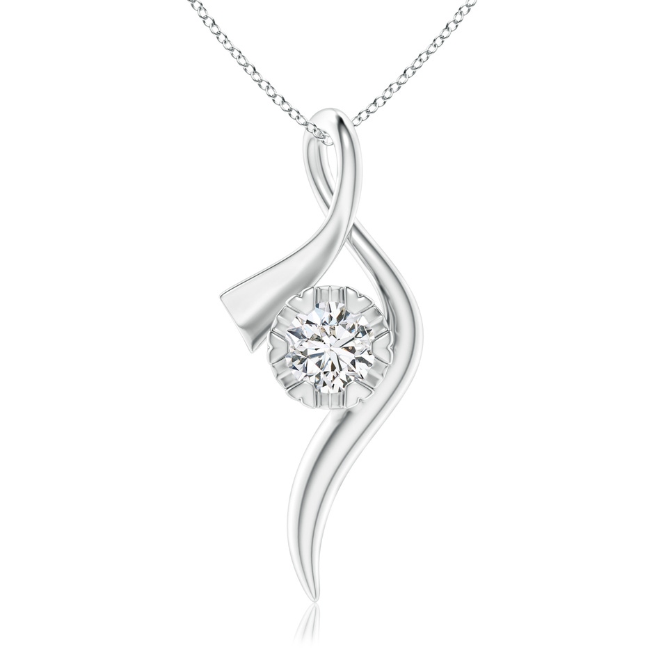 6.1mm HSI2 Solitaire Diamond Ribbon Pendant in White Gold 