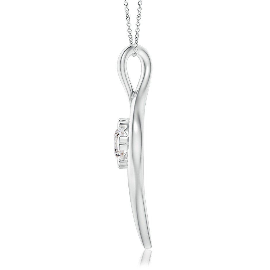 6.1mm IJI1I2 Solitaire Diamond Ribbon Pendant in White Gold side-1