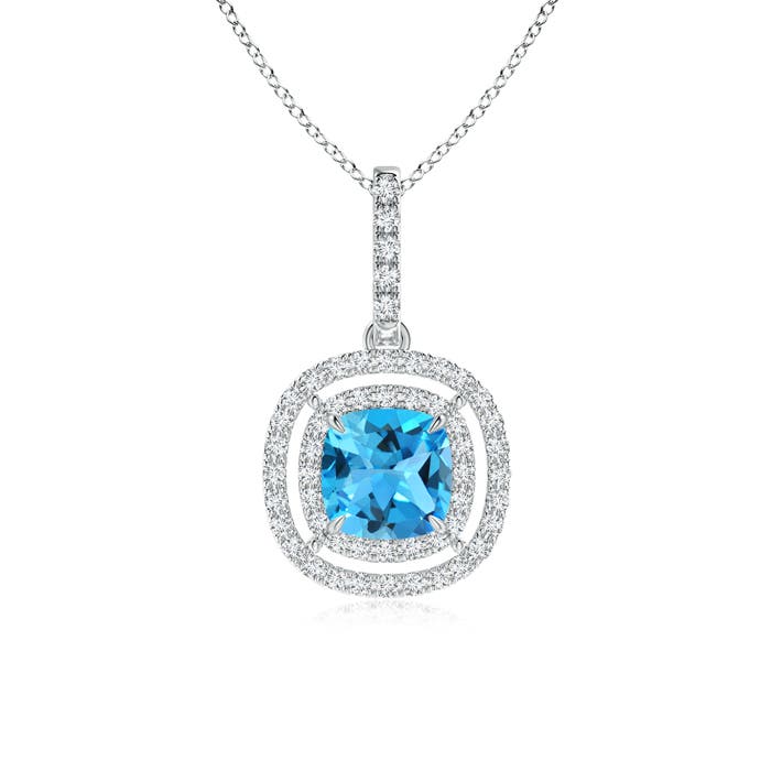 AAA - Swiss Blue Topaz / 1.38 CT / 14 KT White Gold