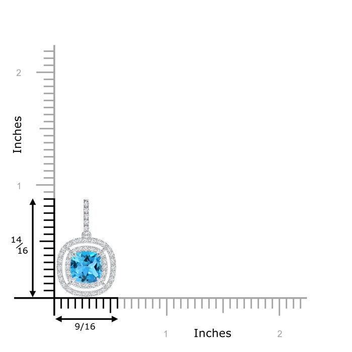7mm AAA Double Halo Cushion Swiss Blue Topaz Pendant in White Gold Product Image