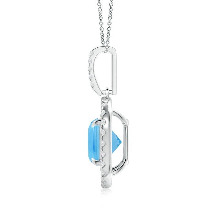 A - Swiss Blue Topaz / 3.02 CT / 14 KT White Gold