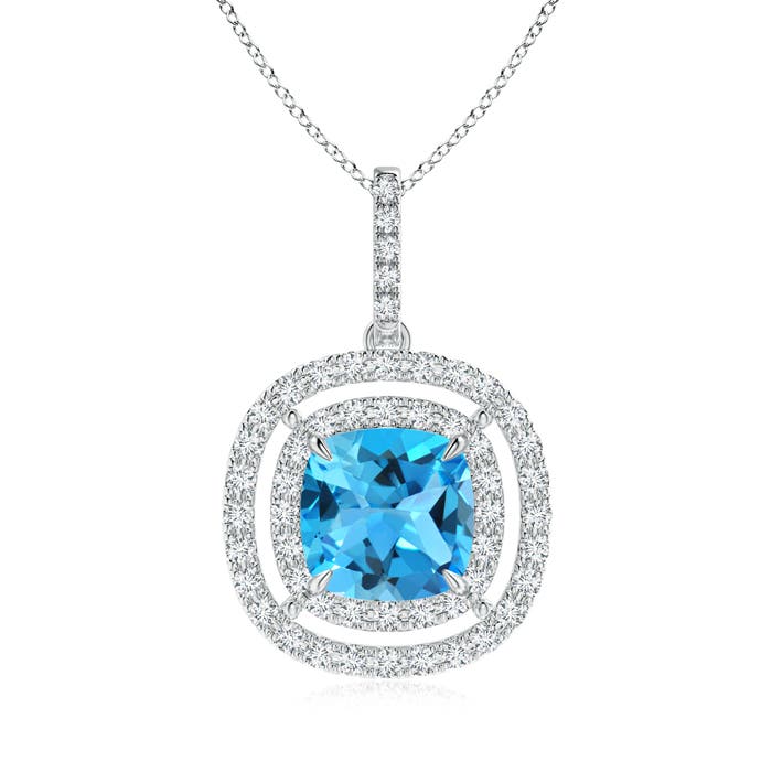 AAA - Swiss Blue Topaz / 3.02 CT / 14 KT White Gold