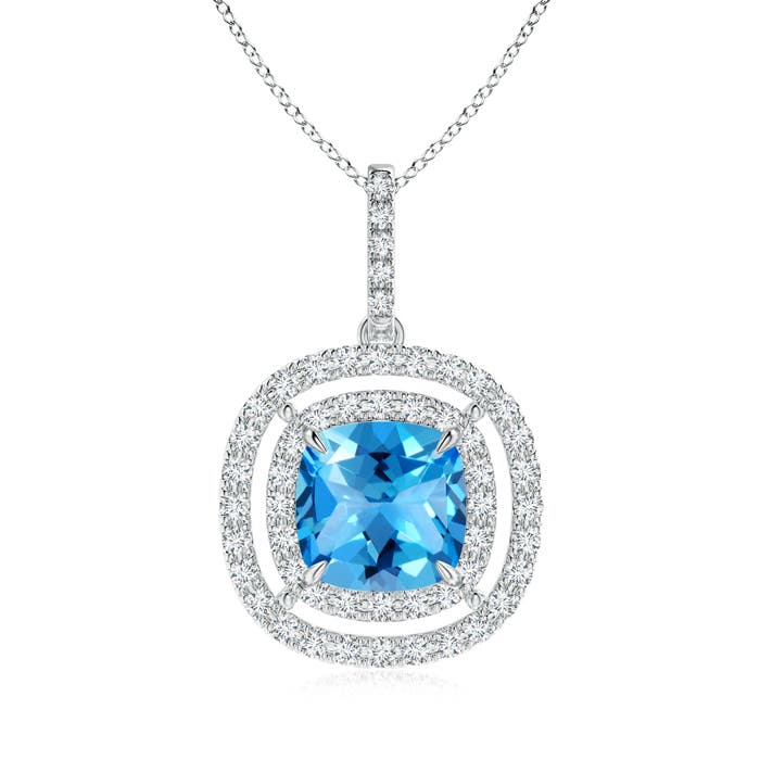 AAAA - Swiss Blue Topaz / 3.02 CT / 14 KT White Gold