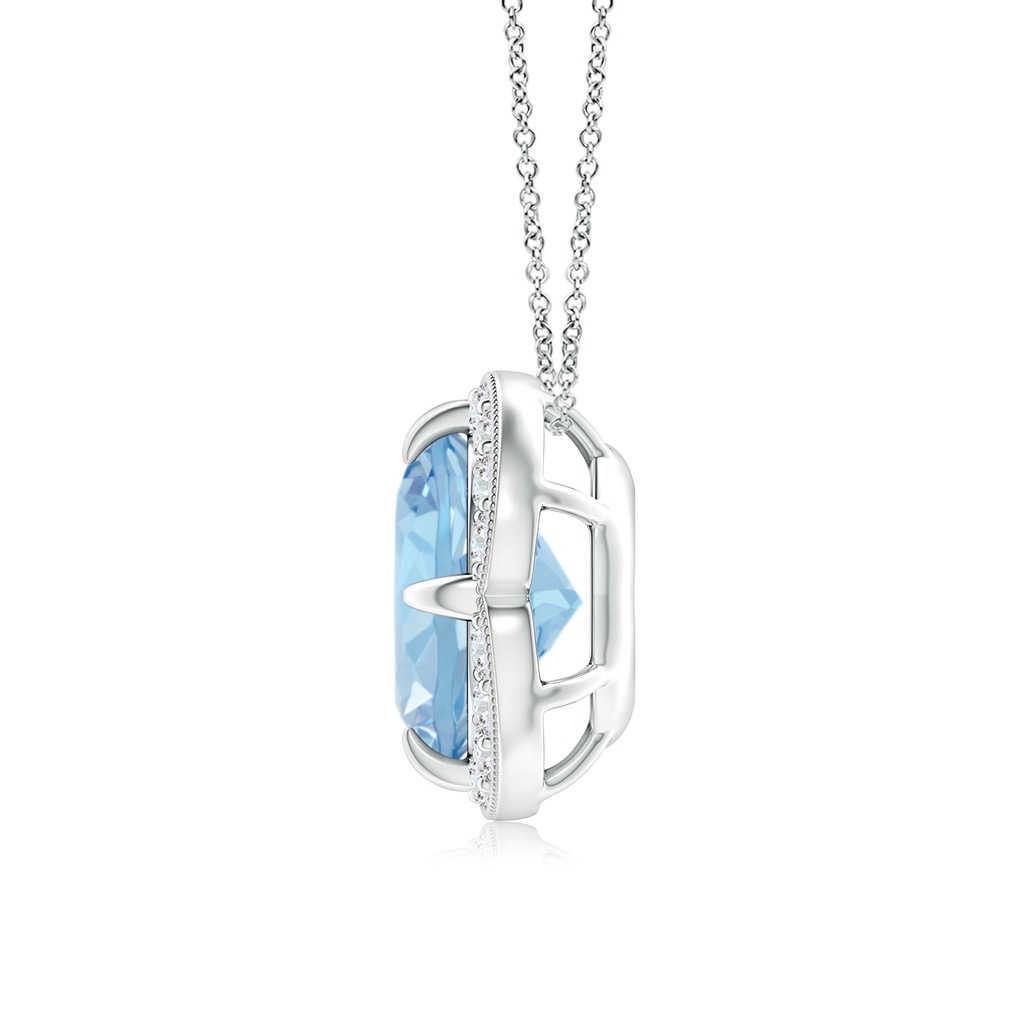 8mm AAA Claw-Set Aquamarine Clover Pendant with Diamond Halo in White Gold Product Image