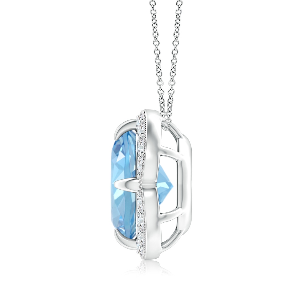 9mm AAAA Claw-Set Aquamarine Clover Pendant with Diamond Halo in White Gold Product Image