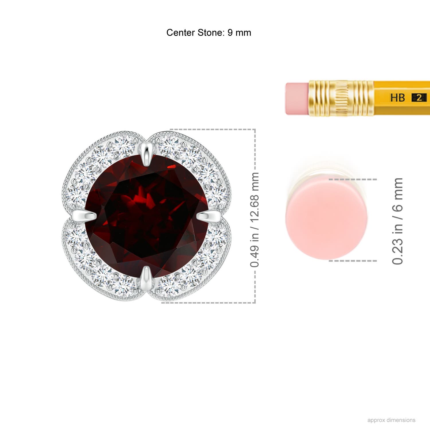 A - Garnet / 3.39 CT / 14 KT White Gold