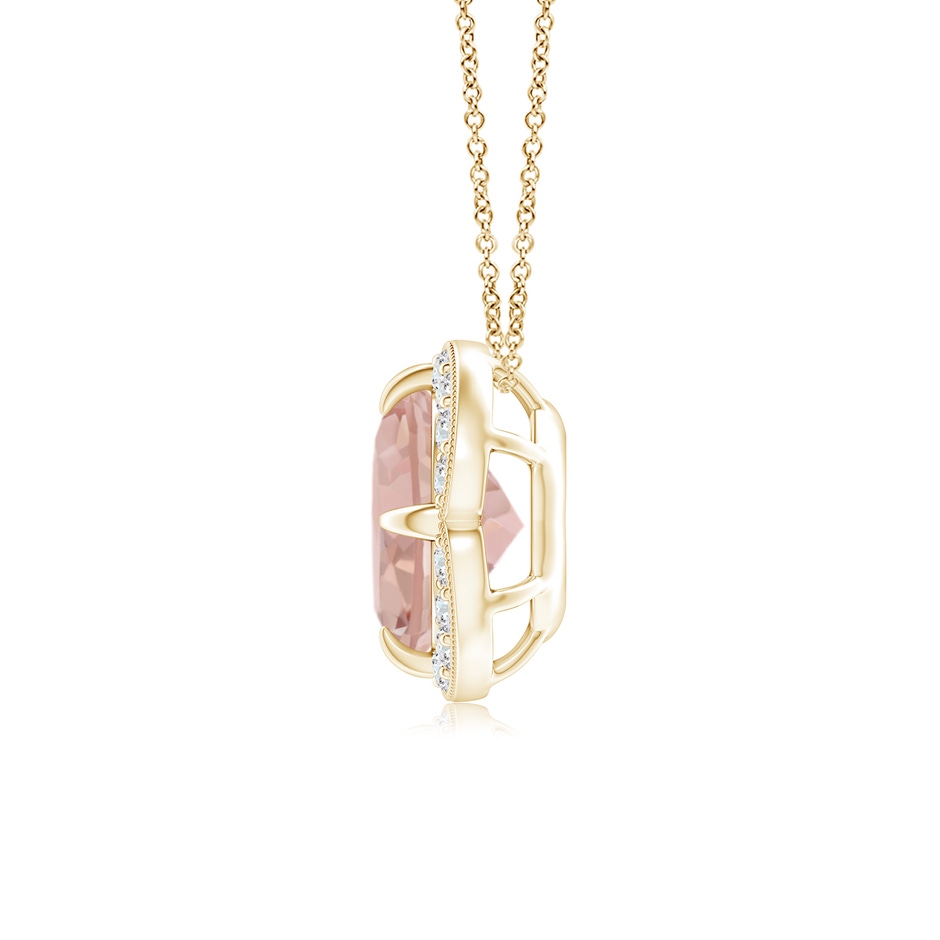7mm AAA Claw-Set Morganite Clover Pendant with Diamond Halo in Yellow Gold product image
