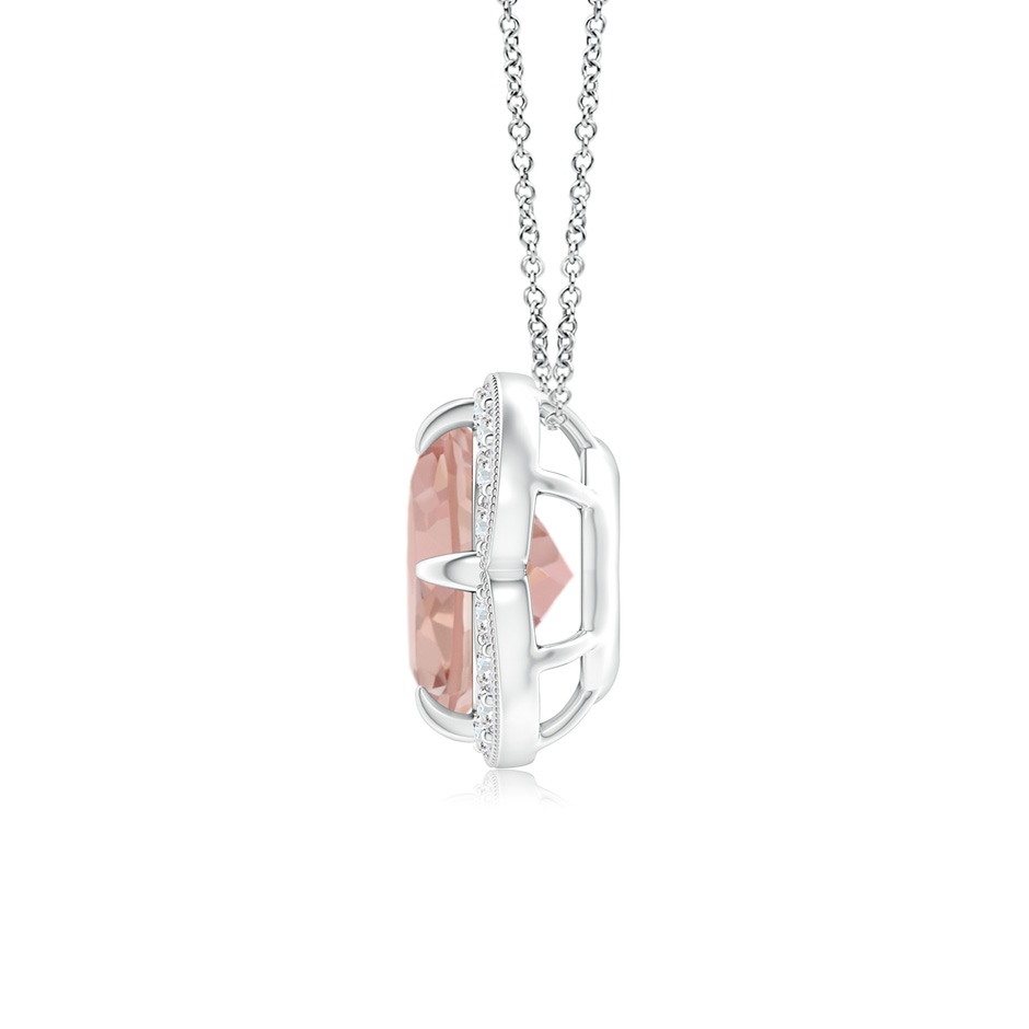 7mm AAAA Claw-Set Morganite Clover Pendant with Diamond Halo in White Gold product image