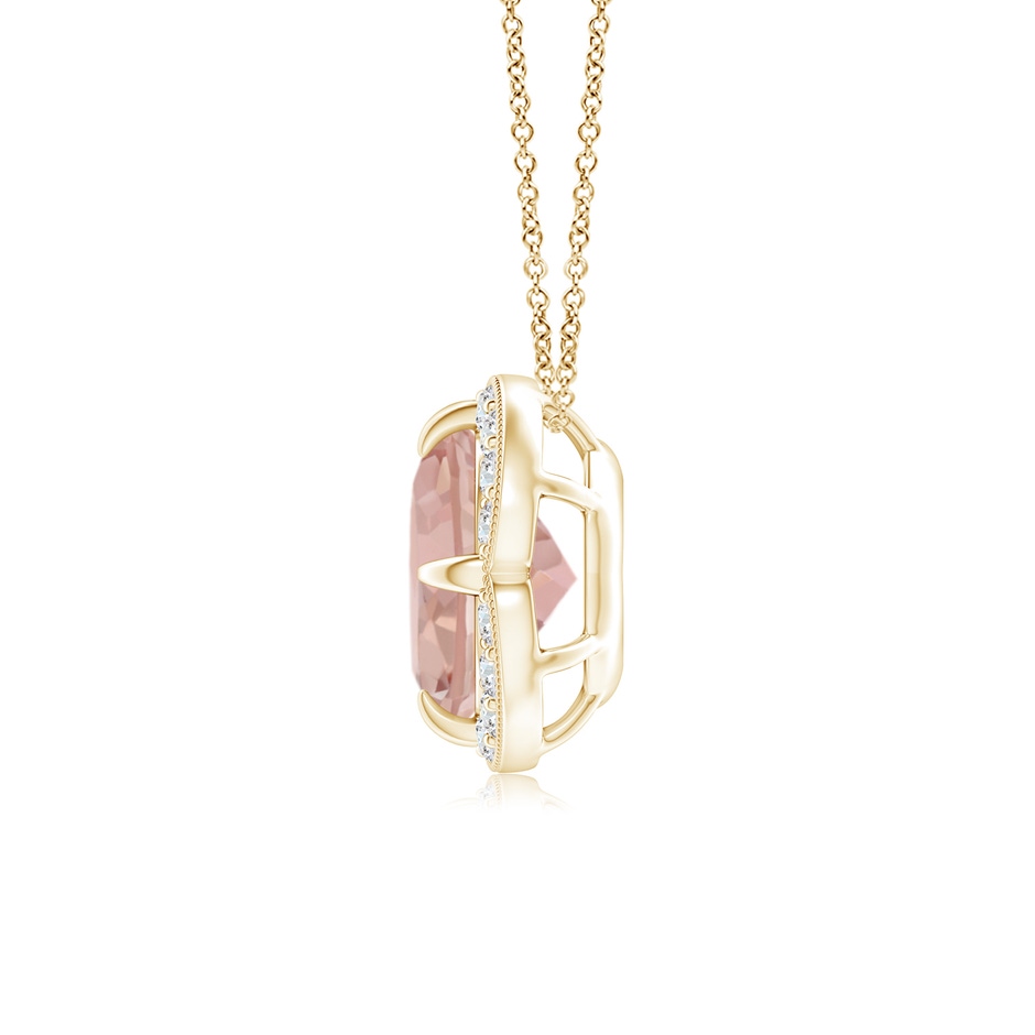 7mm AAAA Claw-Set Morganite Clover Pendant with Diamond Halo in Yellow Gold product image