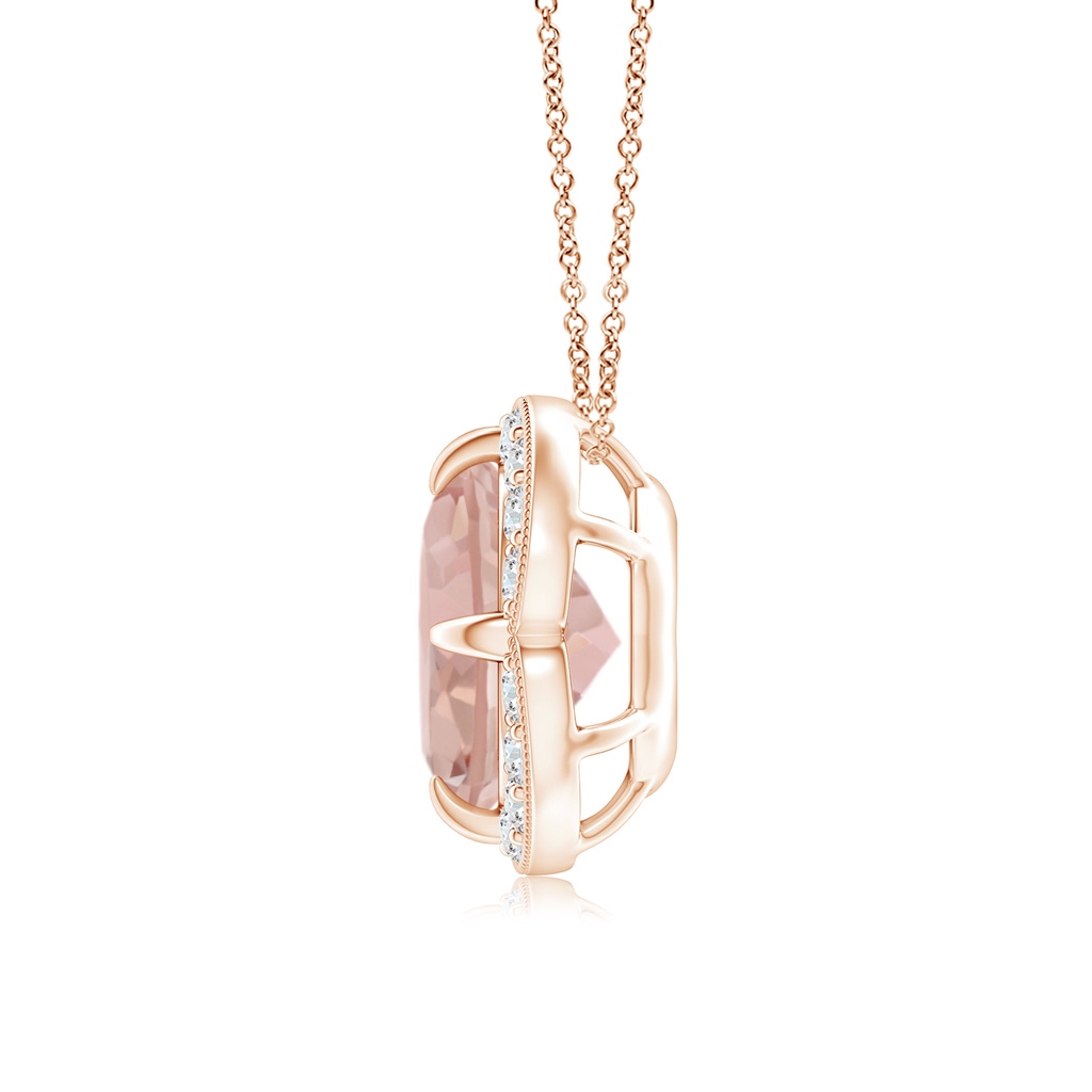 8mm AAA Claw-Set Morganite Clover Pendant with Diamond Halo in Rose Gold Product Image