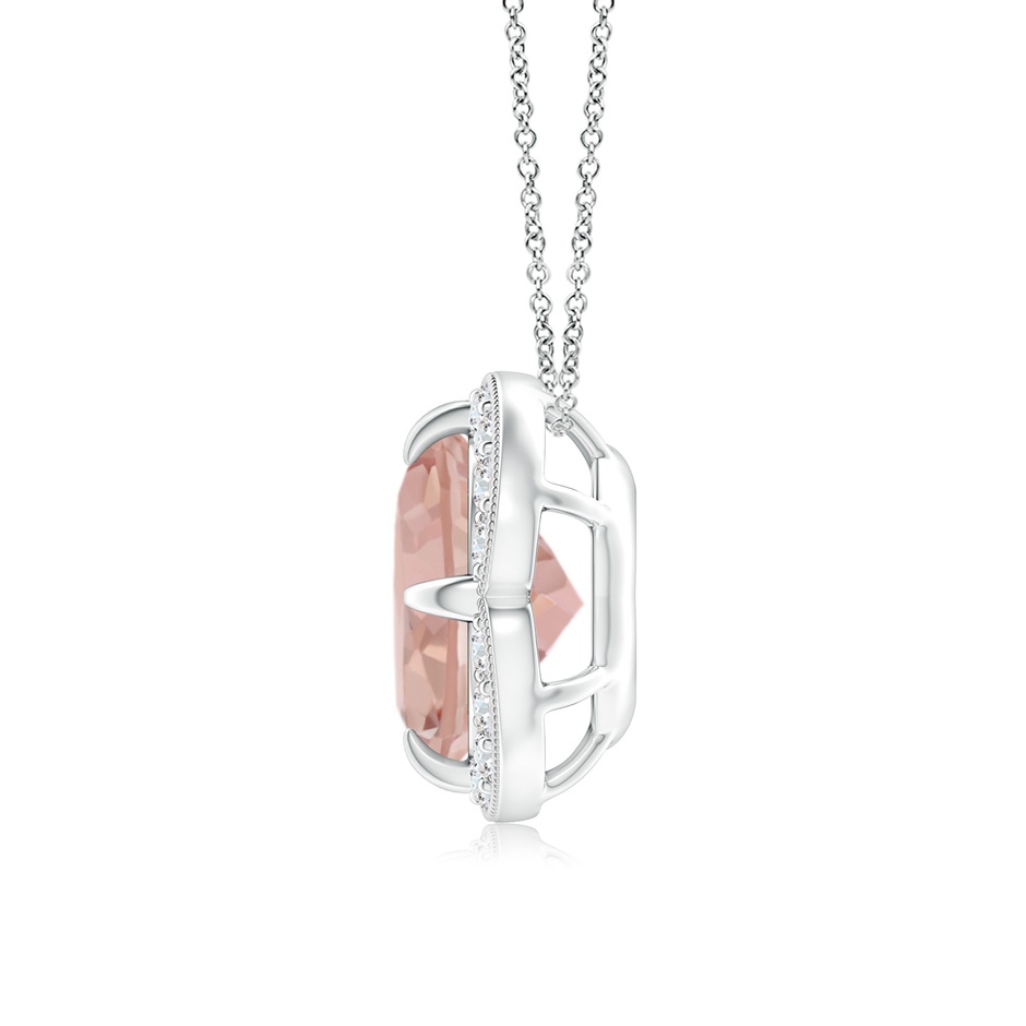 8mm AAAA Claw-Set Morganite Clover Pendant with Diamond Halo in White Gold product image