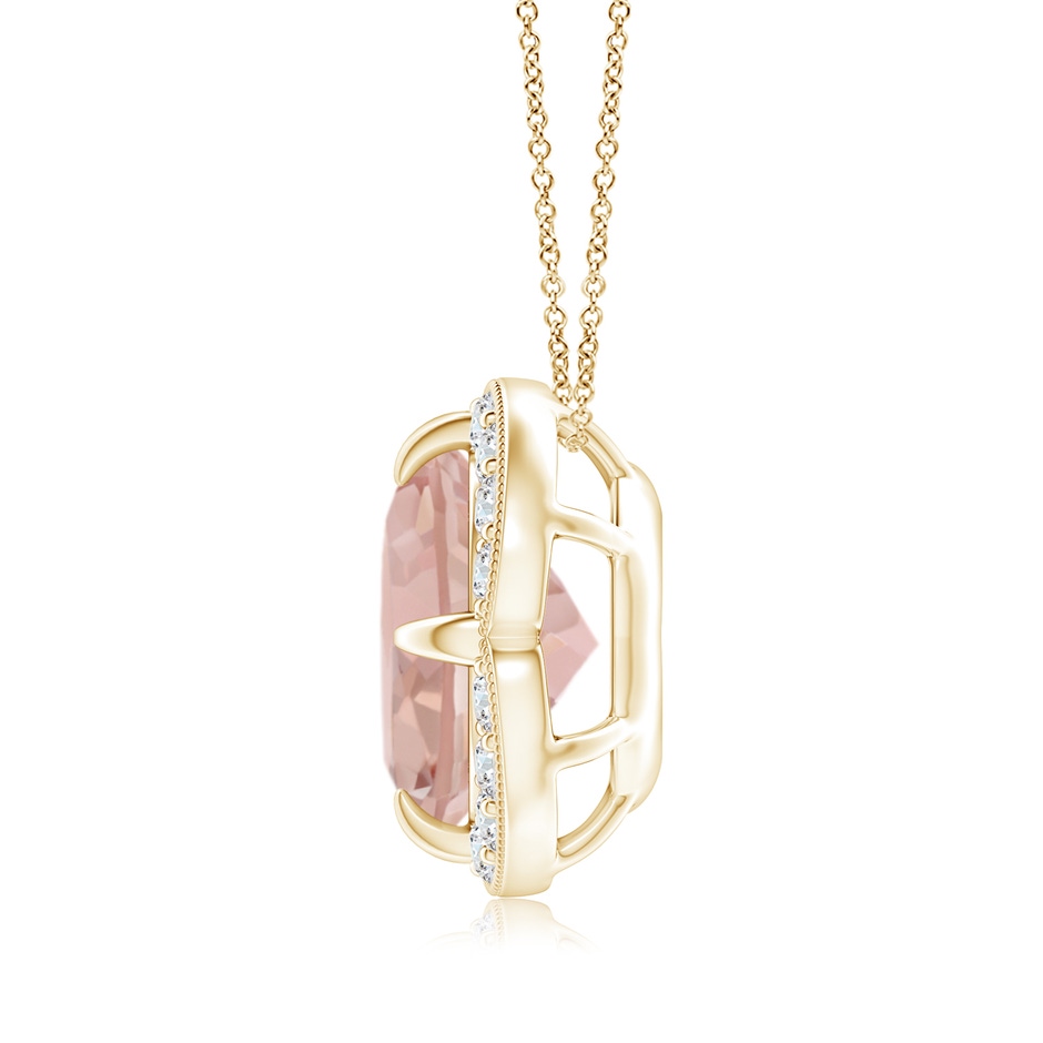 9mm AAA Claw-Set Morganite Clover Pendant with Diamond Halo in Yellow Gold product image