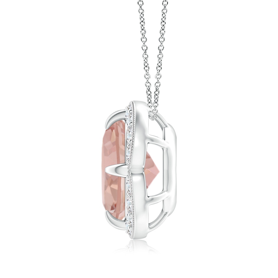 9mm AAAA Claw-Set Morganite Clover Pendant with Diamond Halo in P950 Platinum product image