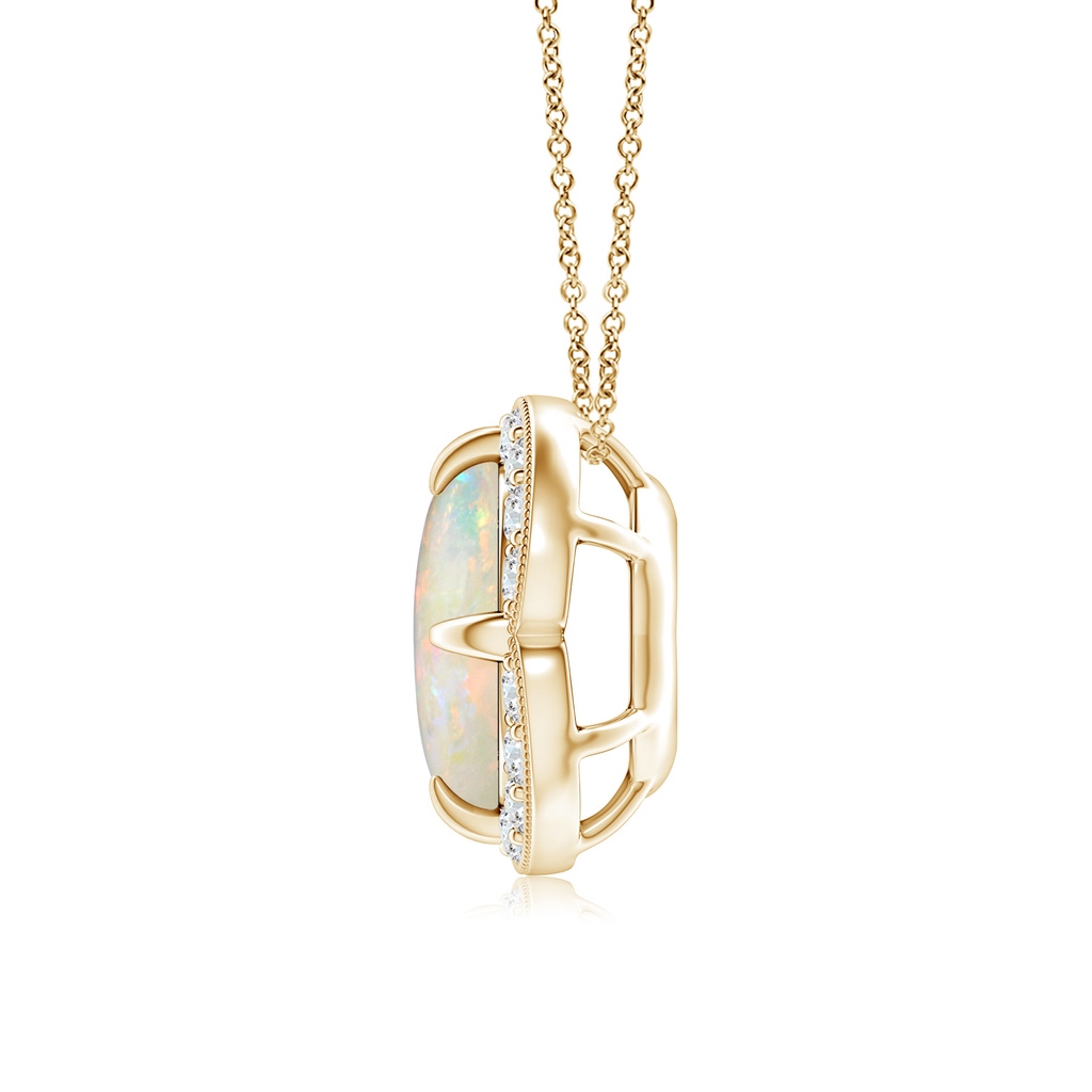 8mm AAAA Claw-Set Opal Clover Pendant with Diamond Halo in Yellow Gold Product Image