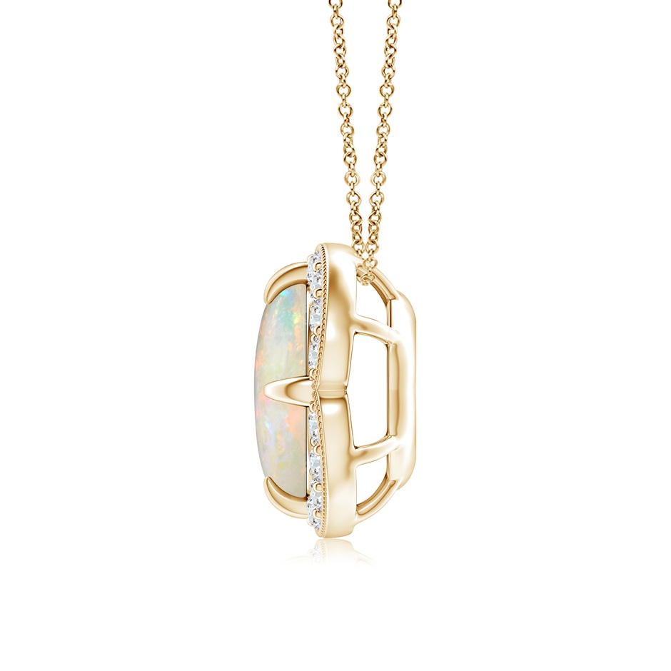 8mm AAAA Claw-Set Opal Clover Pendant with Diamond Halo in Yellow Gold product image